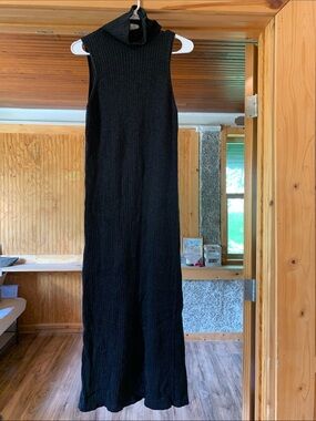 Women's Free People FP Beach Harley Sweater Maxi Dress Black Ribbed Sleeveless M
